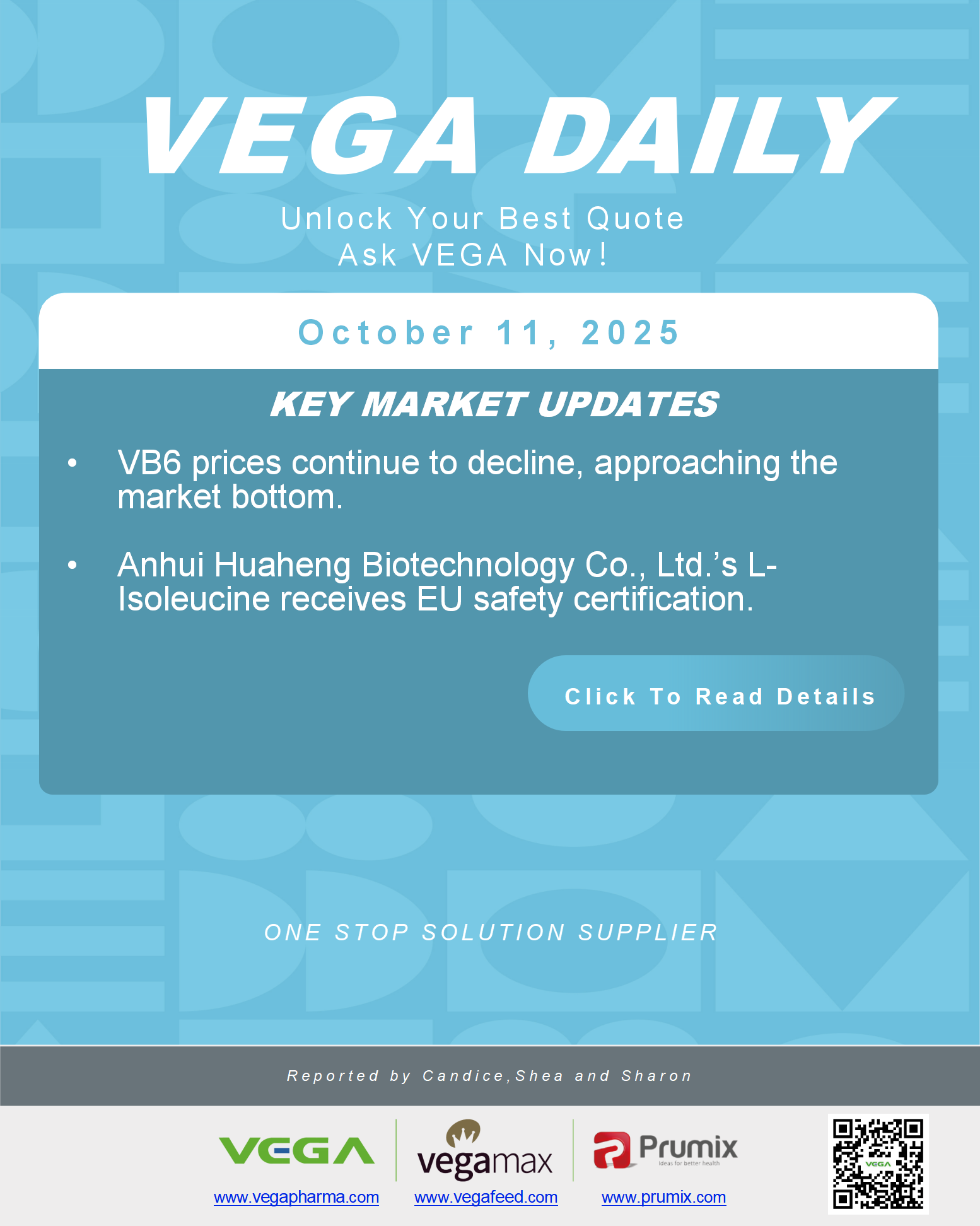VEGA Daily Dated on October 11th 2025 Vitamin Amino Acid APl Food Additives.png VEGA Daily Dated on October 11th 2025 Vitamin Amino Acid APl Food Additives.png